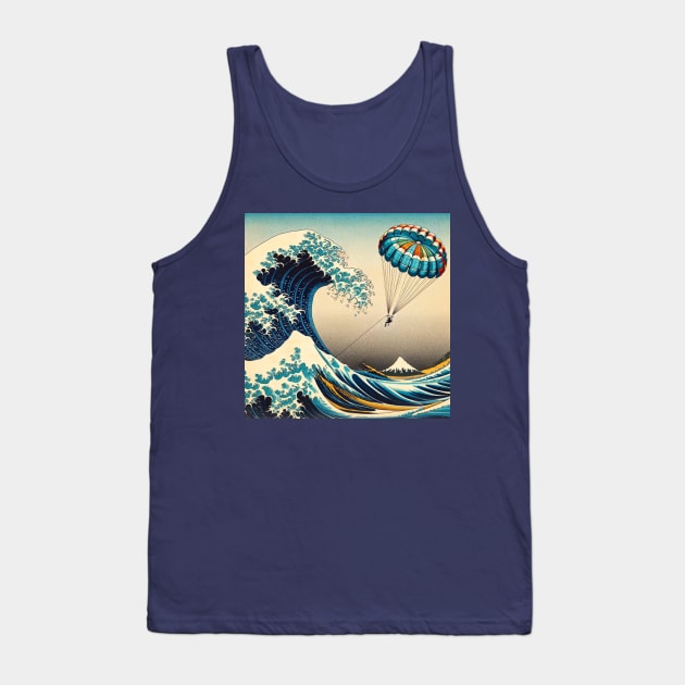 Kanagawa wave - Funny Parasailing Meme Tank Top by Edd Paint Something